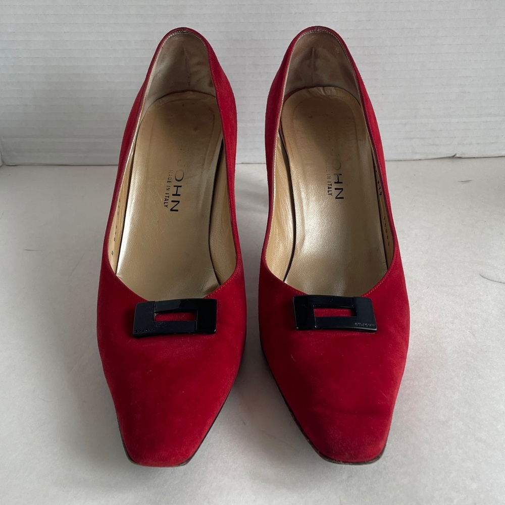 St. John Red suede shoes 9.5 Pumps - Picture 2 of 11